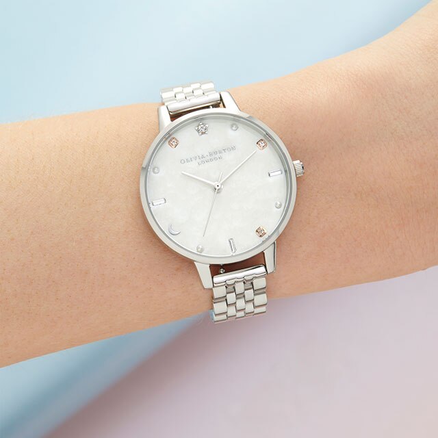 OLIVIA BURTON(ｵﾘﾋﾞｱﾊﾞｰﾄﾝ)34mm ｾﾚｽﾃｨｱﾙｼﾙﾊﾞｰﾌﾞﾚｽﾚｯﾄ|H°M'S