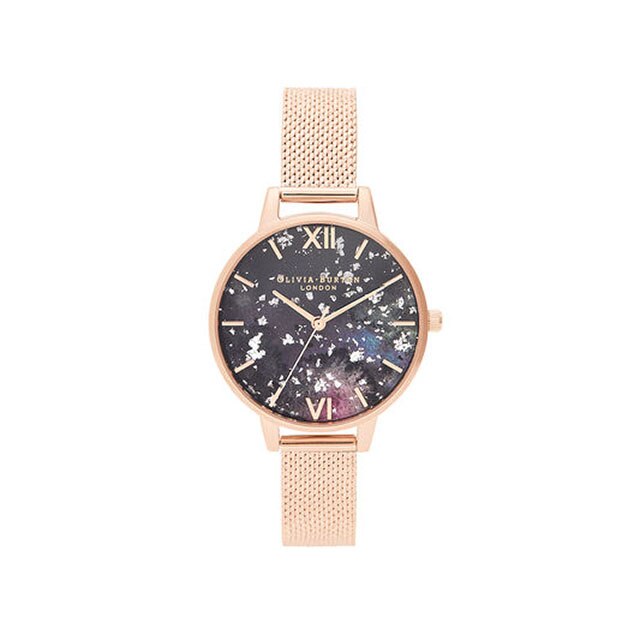 OLIVIA BURTON(ｵﾘﾋﾞｱﾊﾞｰﾄﾝ)34mm ｾﾚｽﾃｨｱﾙ ﾛｰｽﾞｺﾞｰﾙﾄﾞﾌﾞｰｸﾙﾒｯｼｭ|H°M'S