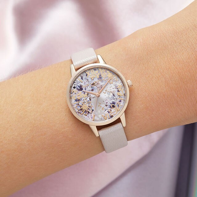 OLIVIA BURTON(ｵﾘﾋﾞｱﾊﾞｰﾄﾝ)〉30mm ｱﾌﾞｽﾄﾗｸﾄﾌﾛｰﾗﾙ ﾐﾃﾞｨ ﾊﾟｰﾙﾋﾟﾝｸ & ﾛｰｽﾞ