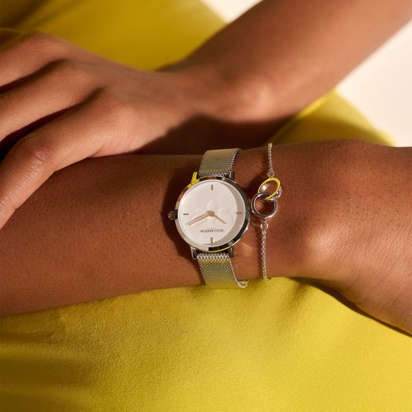 OLIVIA BURTON(ｵﾘﾋﾞｱﾊﾞｰﾄﾝ)〉ｼｸﾞﾈﾁｬｰ28mm ﾋﾞｰ ｳﾙﾄﾗｽﾘﾑ ﾒﾀﾘｯｸﾎﾜｲﾄ