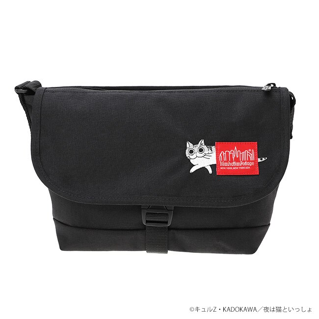Nylon Messenger Bag JRS Flap Zipper Pocket NIGHTCAT