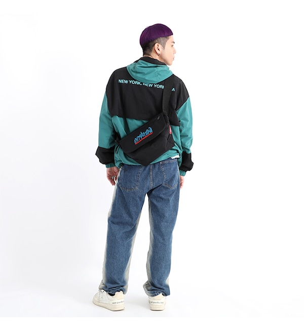 Nylon Messenger Bag JR Flap Zipper Pocket 3D Embroidery Neon 