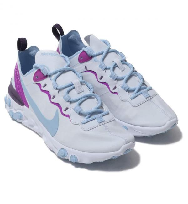 NIKE W REACT ELEMENT 55 FOOTBALL GREY/PSYCHIC BLUE-HYPER VIOLET