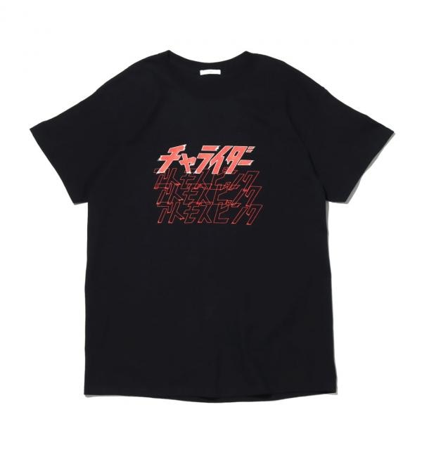 ＜アイルミネ＞【アトモス ピンク/atmos pink】 チャライダー × atmos pink フロントラインロゴ Tシャツ BLACK 20SU-I
