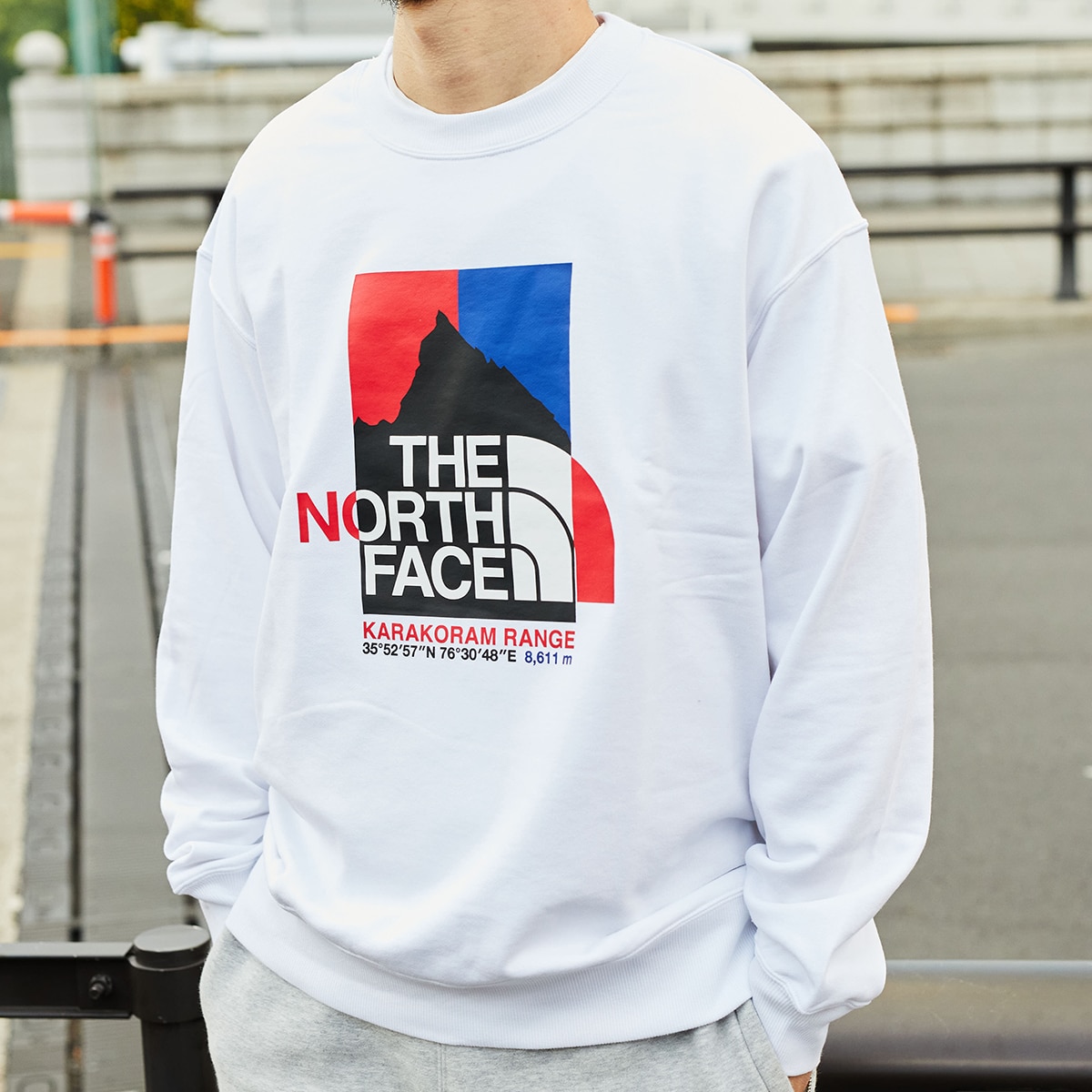 THE NORTH FACE KARAKORAM RANGE CREW WHITE 21SS-I|atmos pink