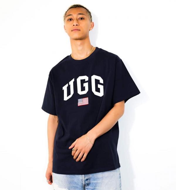 Ugg Us 刺繍ロゴ Tシャツ Navy 21fw I Atmos Pink アトモス ピンク の通販 アイルミネ