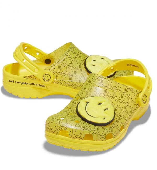 yellow and pink crocs