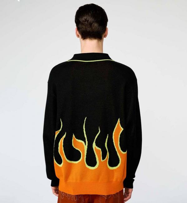 SUPPLIER FIRE PATTERN HALF ZIP KNIT BLACK/ORANGE 22SP-I|atmos pink