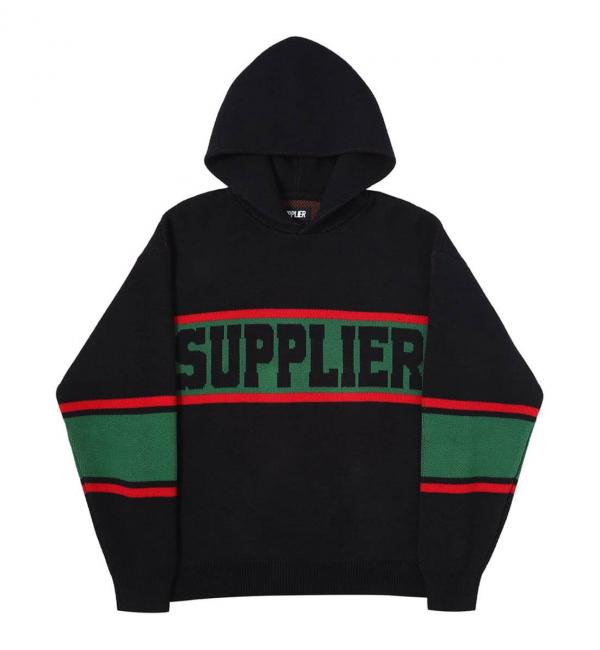 SUPPLIER COLLEGE LOGO KNIT HOODIE BLACK 22SP-I|atmos pink(アトモス