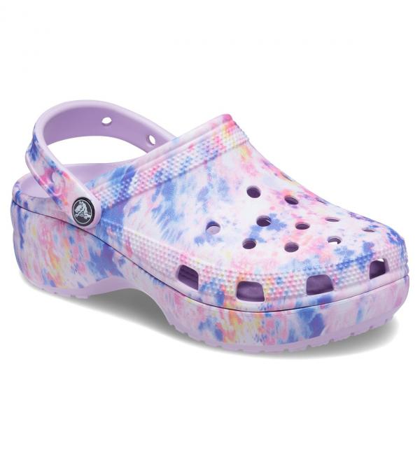 platform crocs tie dye