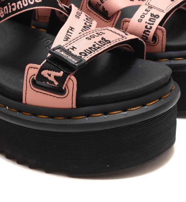 Dr.Martens Kimber Peach Beige/Black Text Airwair Webbing & Peach