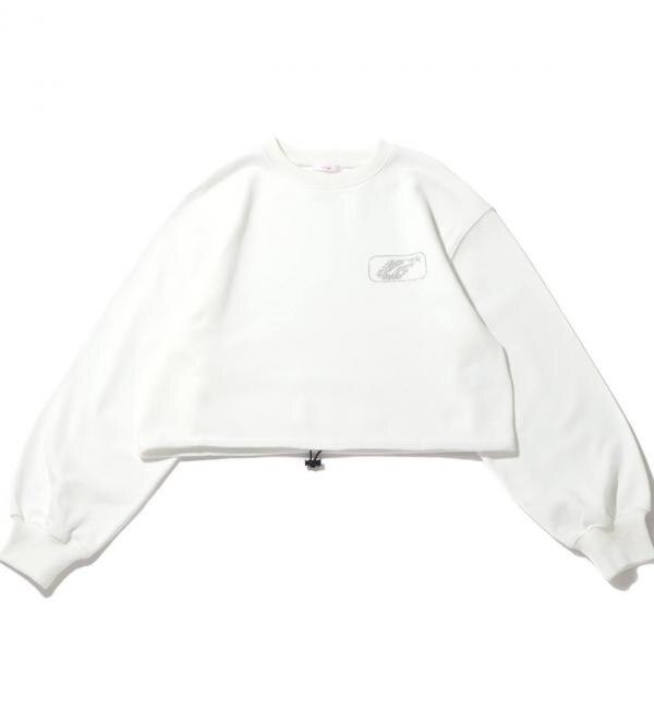 atmos pink ラインストーン ショート スウェット トップス WHITE 23FA