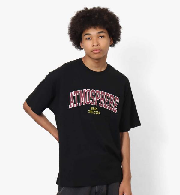 atmos Vintage college logo T-Shirts BLACK 23FA-I|atmos pink