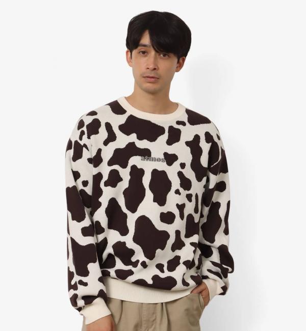 atmos Embroidery Classic Logo Knit Sweater COW 23FA-I|atmos pink