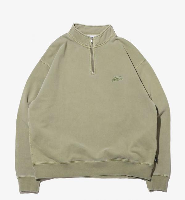 atmos Pigment Dyed Half Zip Sweatshirt KHAKI 23FA-I|atmos pink