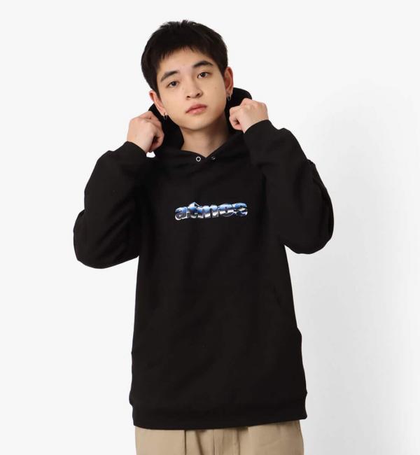 atmos FRONT LOGO Hooded Sweatshirt BLACK 23HO-I