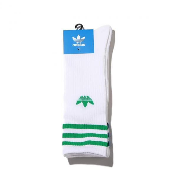 adidas SOLID CREW SOCK WHITE GREEN DKBLUE 24SS I