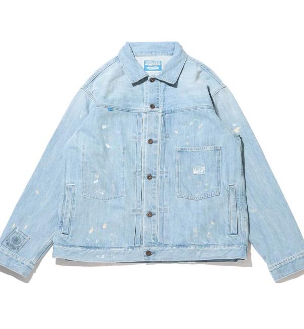 LIBERAIDERS STAMPED DENIM JACKET LIGHT BLUE 24SP-I|atmos pink 