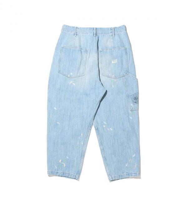 LIBERAIDERS STAMPED DENIM SARROUEL PANTS LIGHT BLUE 24SP-I