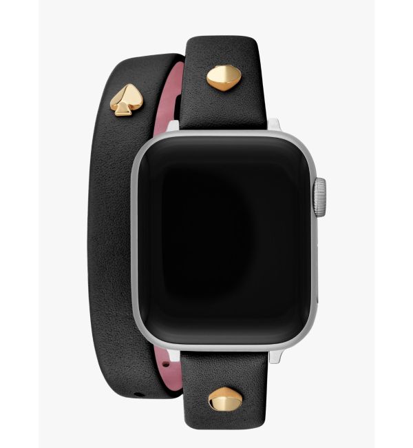Black Double-Wrap Leather 38/40mm Band for Apple Watch