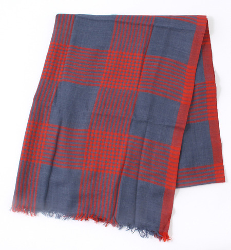 先染めブロックチェック・大判ウールストール