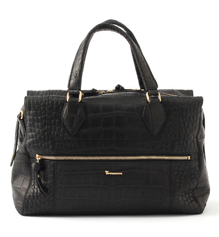 クロコ型押し・ショルダーベルト付きA4トートバッグ