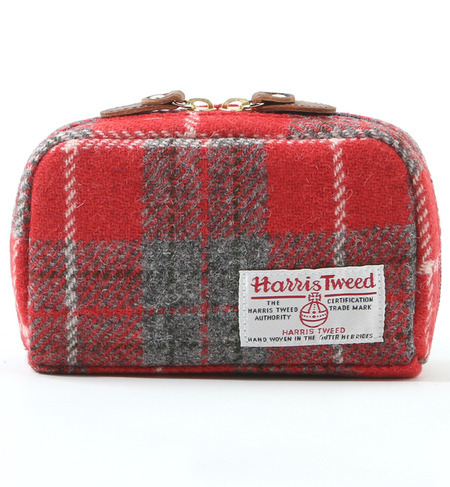 ハリスツイード・ラウンドファスナーポーチ