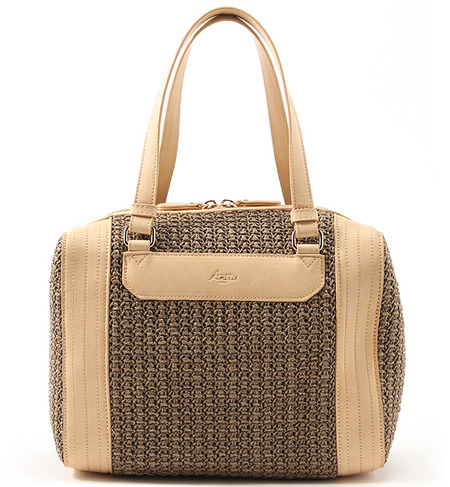 フェイクレザー・コンビ・ボストンバッグ