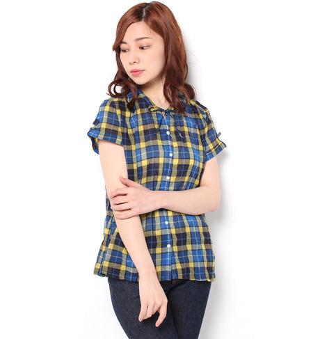 オンライン限定・チェック柄半袖ブラウス