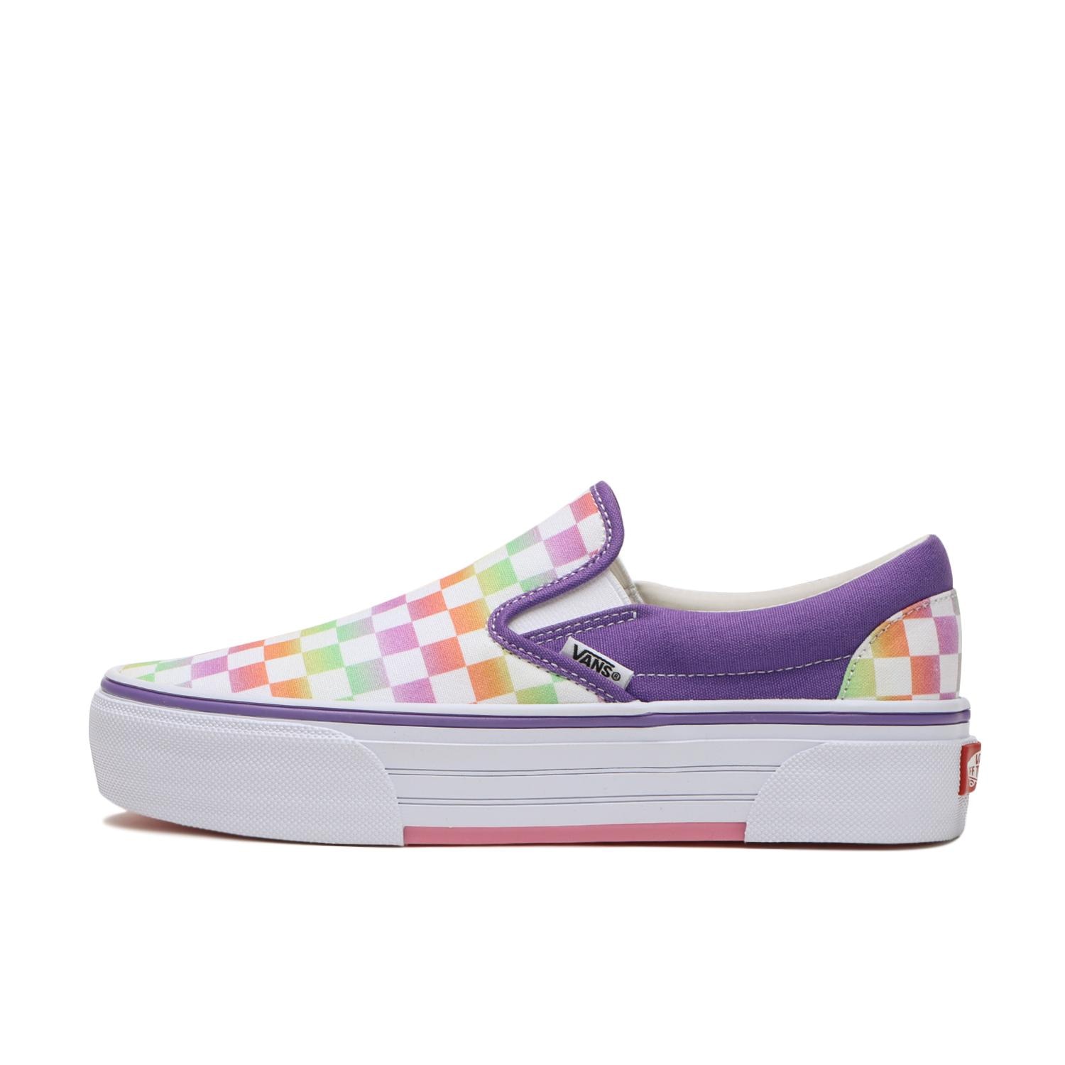 Vans checkerboard slip 2024 on rainbow womens