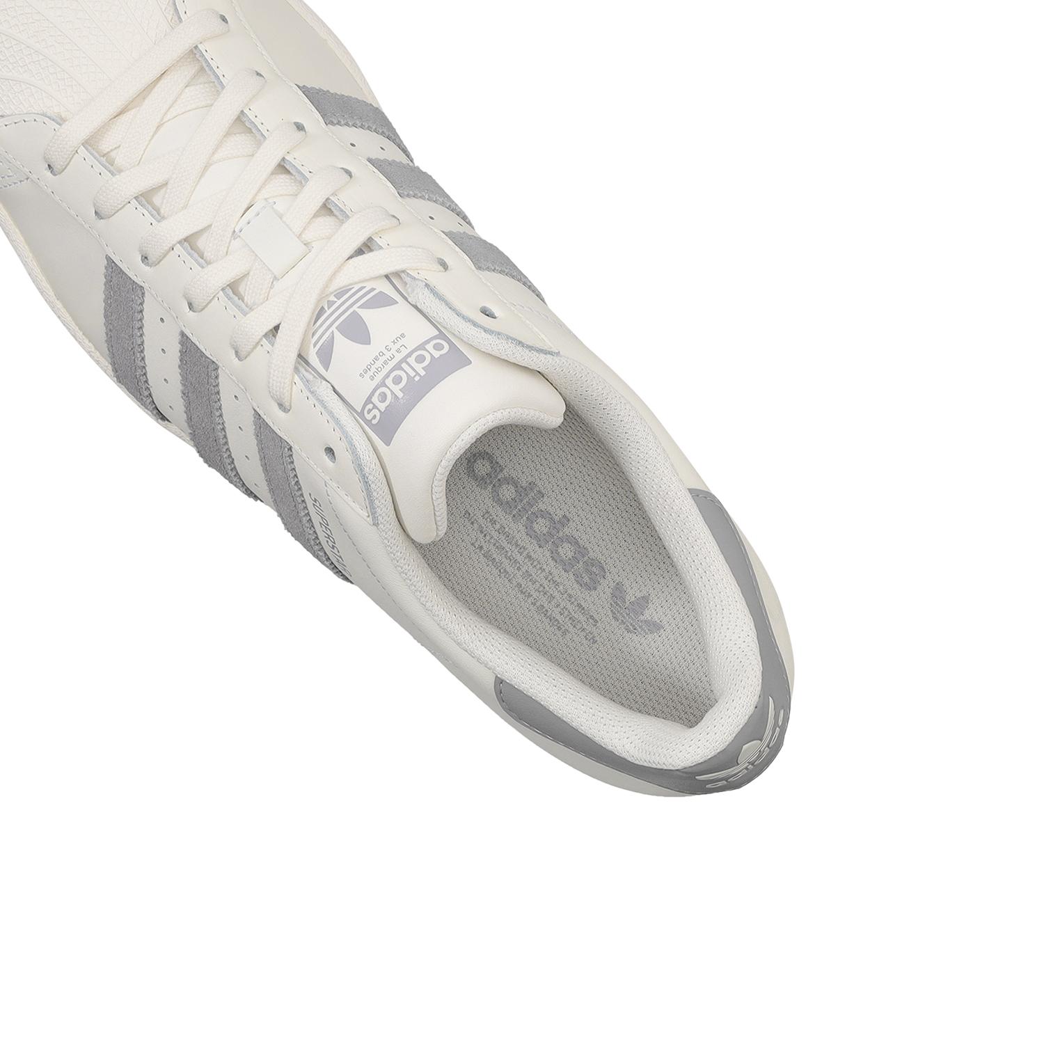 Adidas superstar white with silver sale