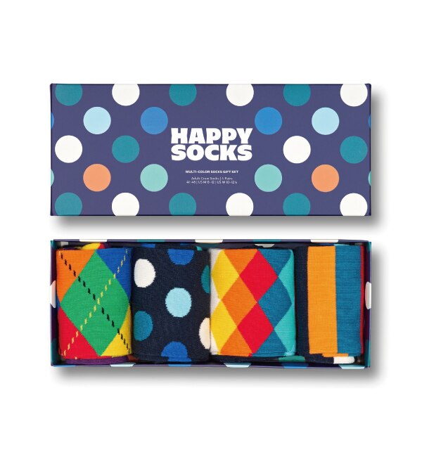 【ハッピーソックス/Happy Socks】 4-PACK CLASSIC Multicolor CREW