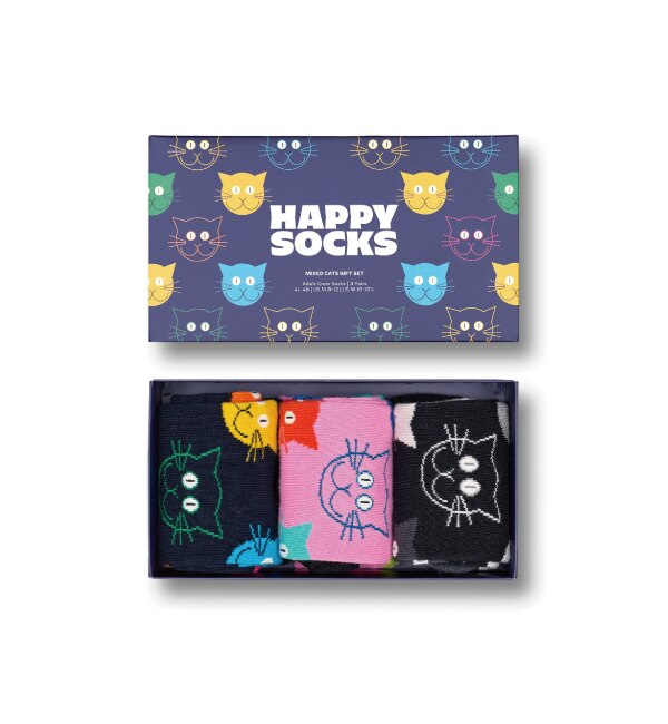 【ハッピーソックス/Happy Socks】 3-PACK CLASSIC Cat CREW