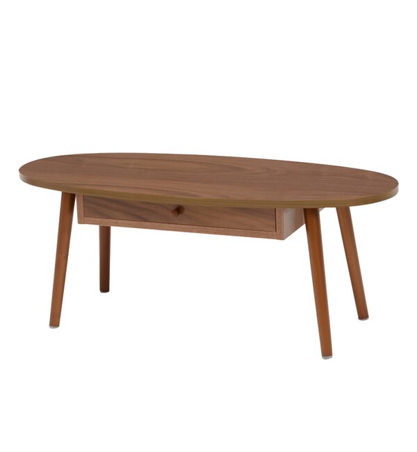 引き出し付】木製ローテーブル オーバル 幅95cm|B-COMPANY(ビー