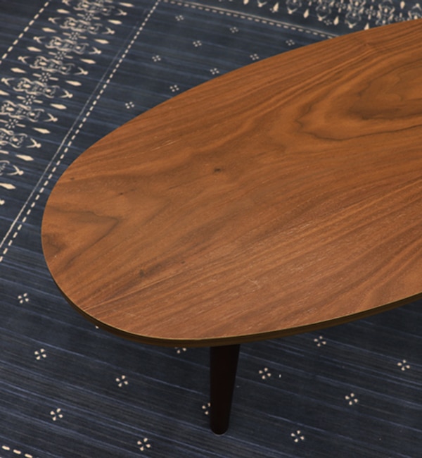 【引き出し付】木製ローテーブル オーバル 幅95cm