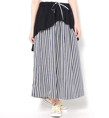 【カルチェラ】LAYERED STRIPE GATHER SKIRT